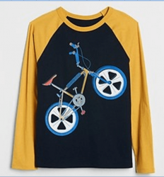 Camiseta GAP Infantil Bike Manga Longa Masculino 